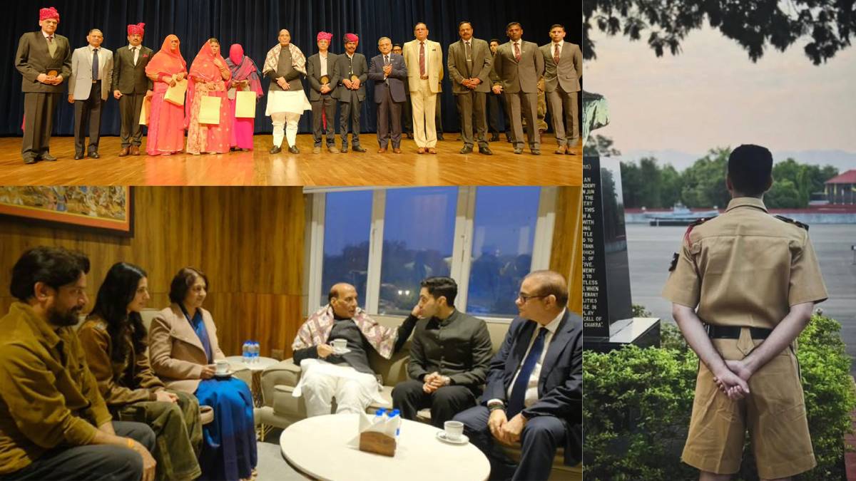 इक्कीस फिल्म की स्टारकास्ट से मिले रक्षमंत्री राजनाथ सिंह, शहीद लेफ्टिनेंट अरुण खेत्रपाल का परिवार भी रहा मौजूद