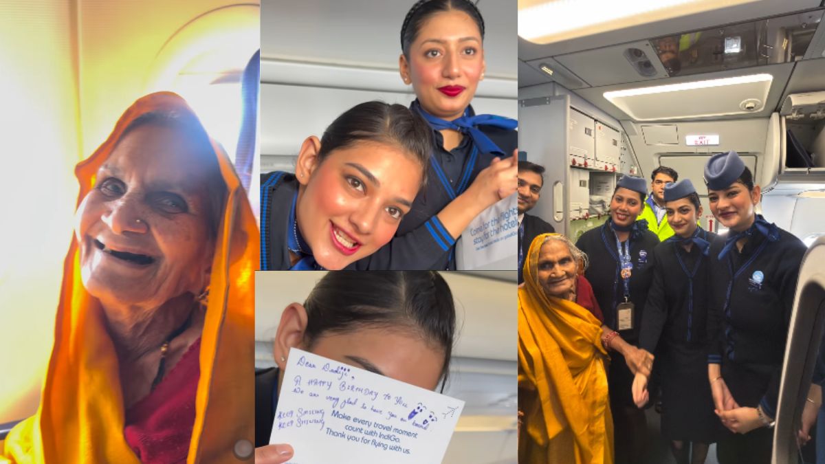 बर्थडे के मौके पर दादी पहली बार हवाई जहाज में चढ़ीं, क्रू ने दिया ऐसा सरप्राइज कि खिला चेहरा, VIDEO वायरल