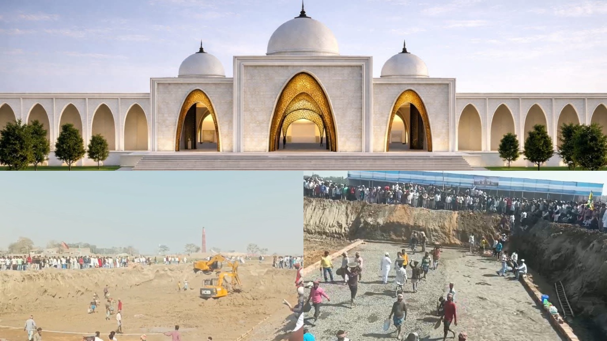 JCB की गूंज... सीमेंट-बालू ढोते श्रमिक, 11 बीघा जमीन पर बन रही बाबरी मस्जिद का VIDEO आया सामने