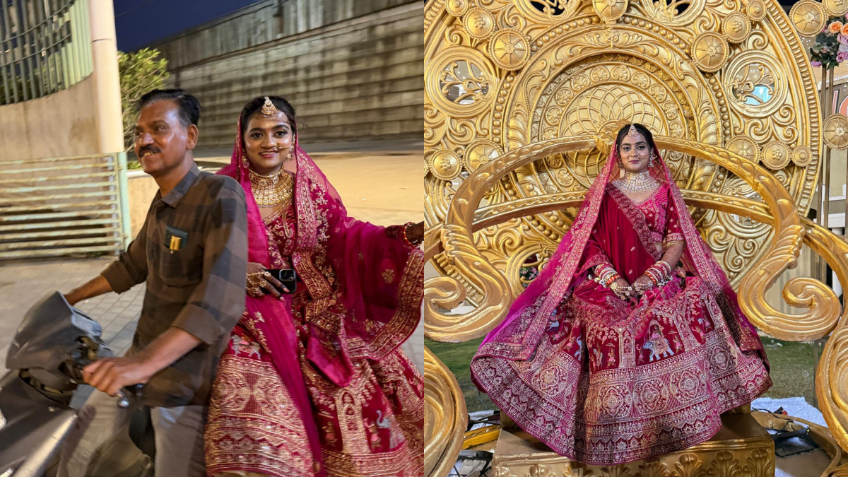 जाम में फंसी दुल्हन, कार से उतर अनजान शख्स की एक्टिवा पर पहुंची वेडिंग वेन्यू; VIDEO वायरल