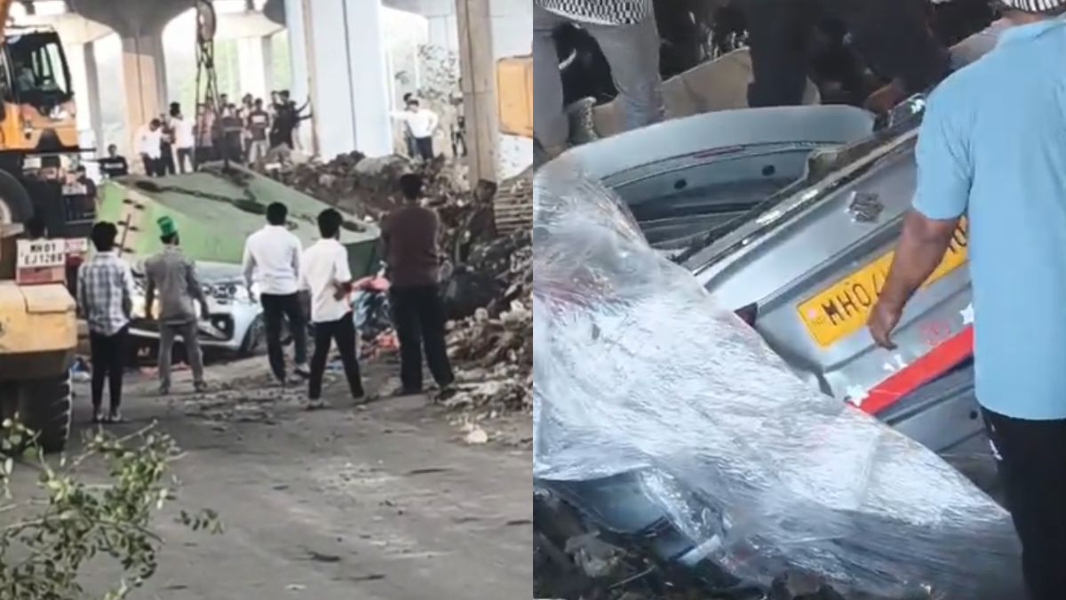 कंटेनर से कार पर गिरी 40 टन लोहे की प्लेट, ओवरटेक करते समय हुआ भयानक हादसा, देखें वीडियो