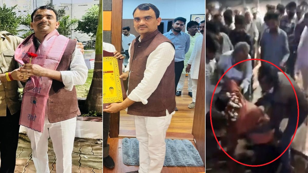 फूलों की माला से लदे BJP जिला उपाध्यक्ष नाले में गिरे, स्वागत जुलूस के दौरान पैर फिसला; VIDEO