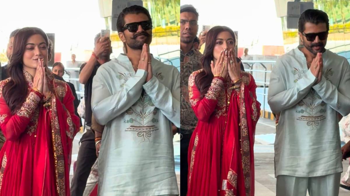 लाल सूट, मांग में सिंदूर लगाए, पति विजय देवरकोंडा की बाहों में खिलखिलाती नजर आईं रश्मिका मंदाना