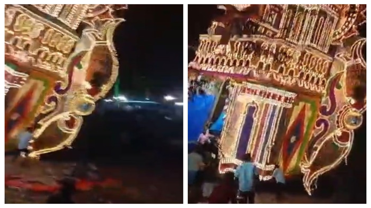 VIDEO: तमिलनाडु में शोभा यात्रा के दौरान अचानक पलट गया रथ, हादसे में सात लोग गंभीर रूप से घायल