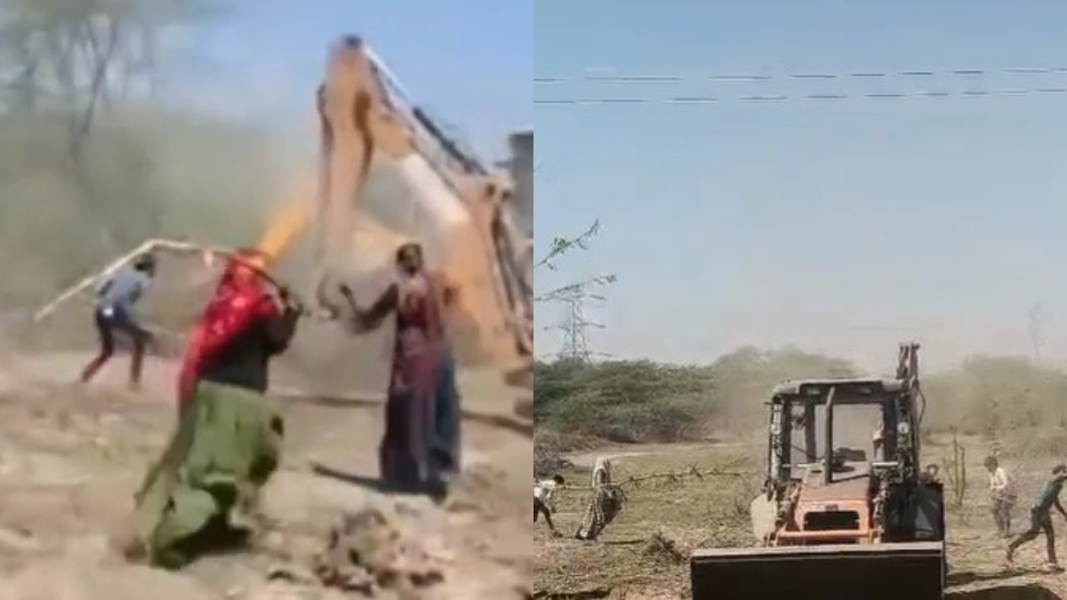 अतिक्रमण हटाने गई नगर पालिका टीम पर हुआ पथराव, JCB के कांच फूटे; VIDEO आया सामने