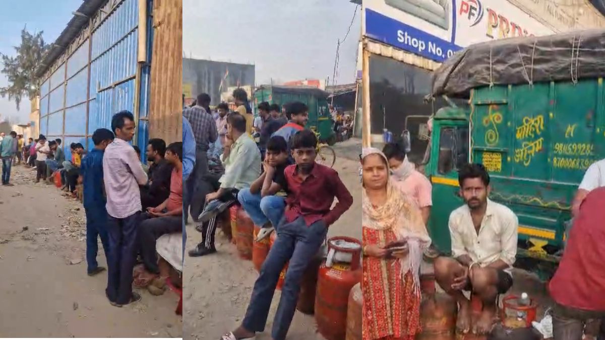 नोएडा में गैस सिलेंडर की किल्लत! गोदाम के बाहर सुबह 3 बजे से लगी लंबी लाइन, देखें VIDEO