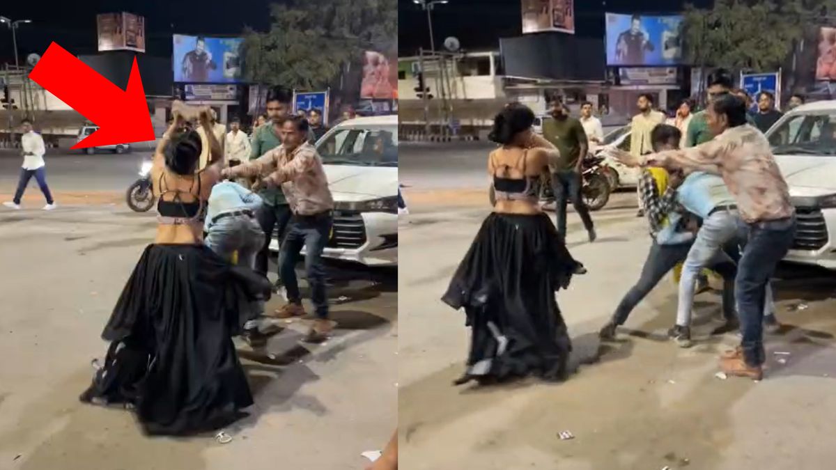 हाथ में सिलबट्टे से बड़ा पत्थर लेकर युवकों पर टूट पड़ी लड़की, साथियों से भी पिटवाया; VIDEO वायरल