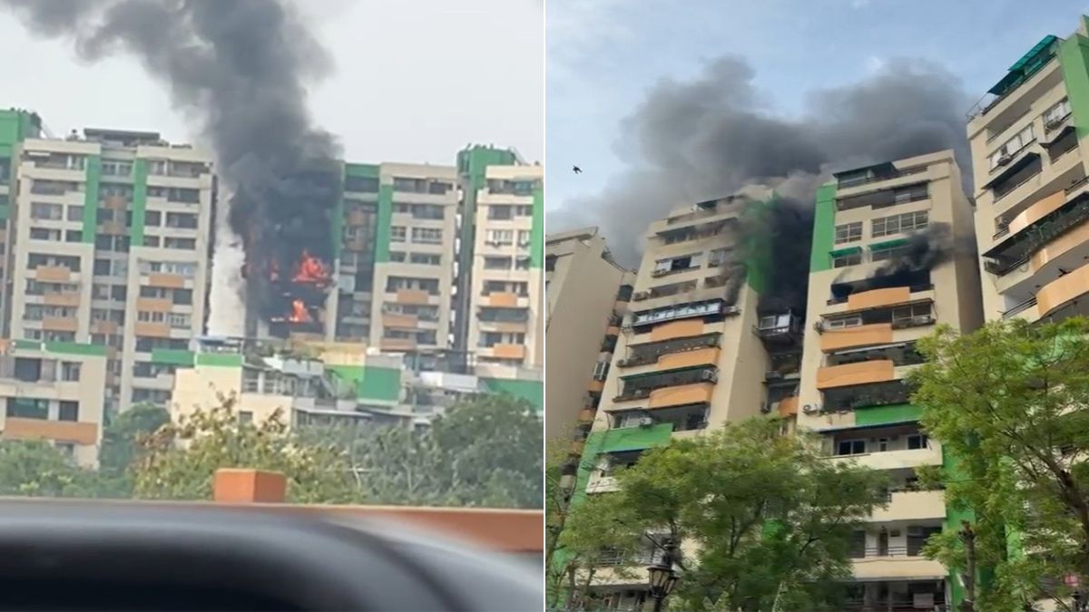 गाजियाबाद: इंदिरापुरम के गौड़ ग्रीन एवेन्यू में लगी भयावह आग, दिल्ली-मेरठ एक्सप्रेसवे तक दिख रहा धुएं का गुबार