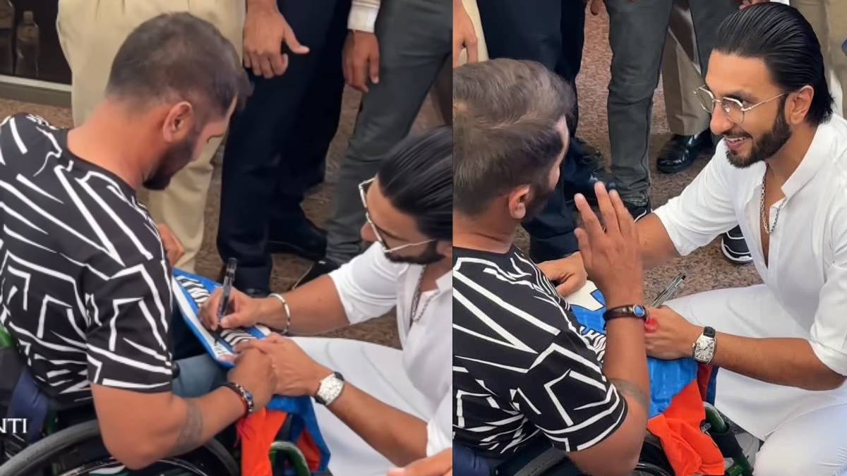 व्हीलचेयर पर बैठे क्रिकेटर ने मांगा ऑटोग्राफ, जमीन पर बैठे रणवीर, जर्सी पर छापा नाम, सादगी के फैन हुए भीमा खुंटी