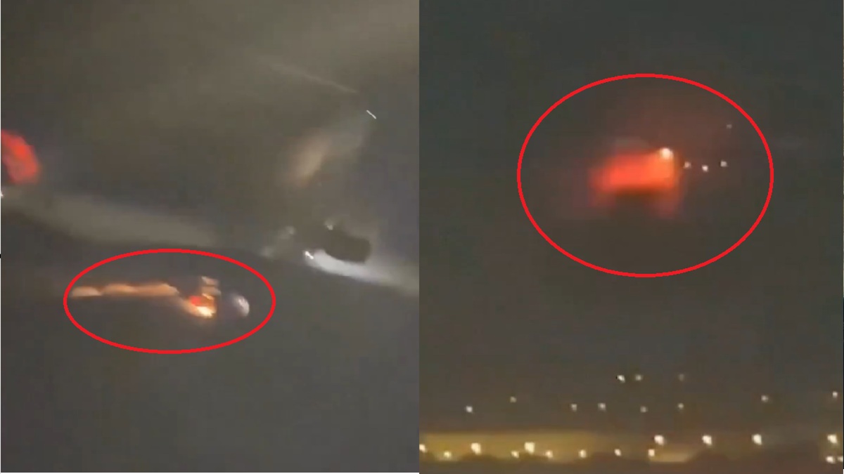 अटलांटा जा रहा था विमान, उड़ान भरने के बाद पंख में लगी आग; देखें VIDEO