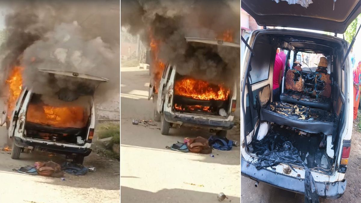 चलती स्कूल वैन में लगी आग, VIDEO: मुजफ्फरनगर में 5 बच्चे झुलसे, सभी अस्पताल में भर्ती