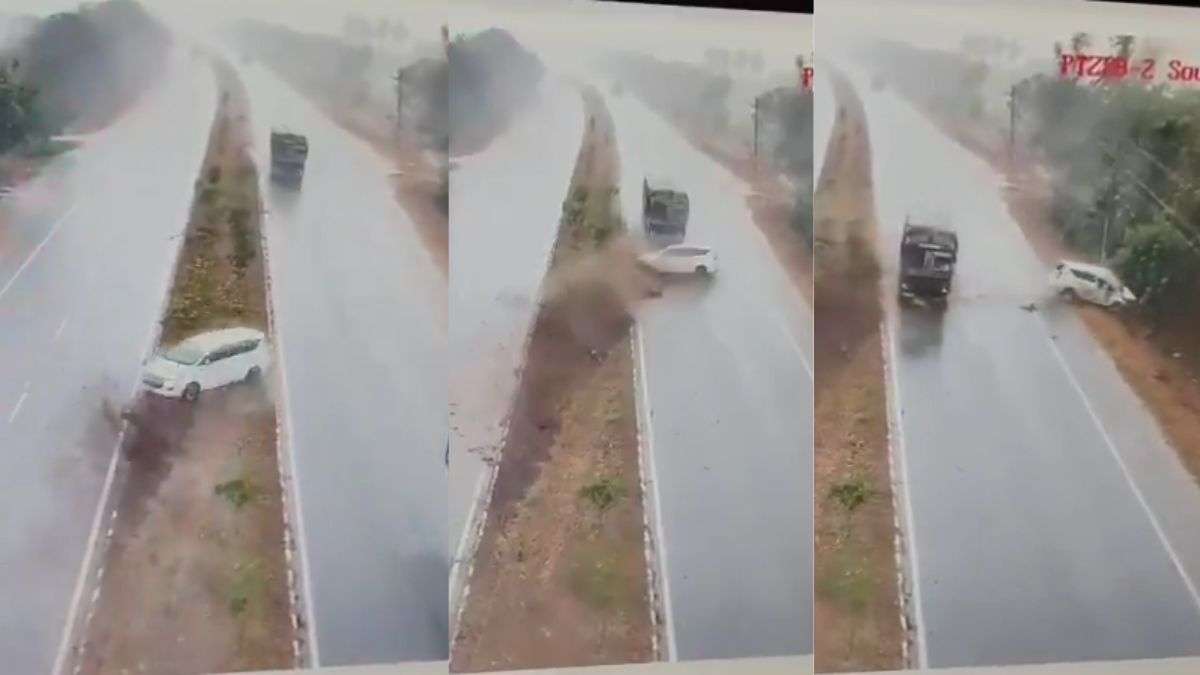 पुरी से पूजा करके लौटते समय हुआ दर्दनाक हादसा, डिवाइडर पार कर लॉरी से टकराई इनोवा; सामने आया VIDEO