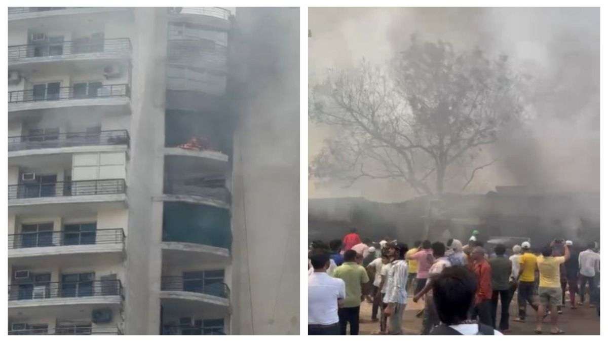 गाजियाबाद: क्रॉसिंग रिपब्लिक के अजनारा सोसाइटी मार्केट में लगी आग, मची अफरा-तफरी