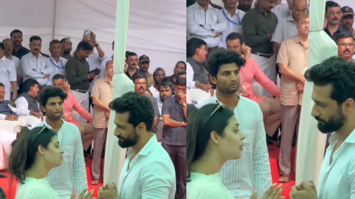 आशा भोसले के फ्यूनरल में पोती जनाई से बात कर रहे थे विक्की कौशल, पीछे खड़े शख्स पर टिकी लोगों की नजर