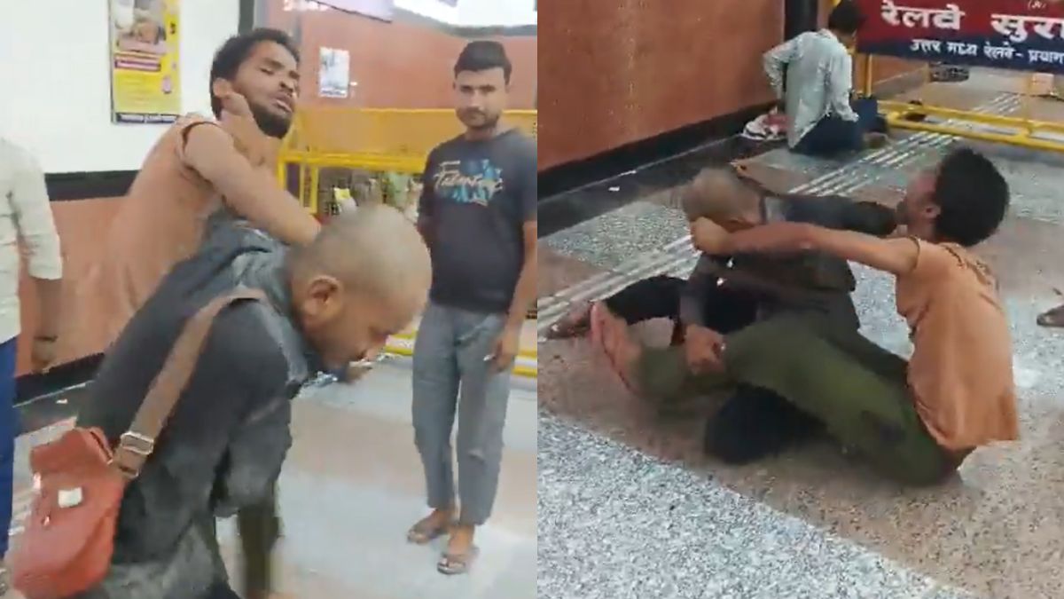 VIDEO: रेलवे स्टेशन पर ऑटो ड्राइवर की दबंगई! यात्री से जमकर की गुत्थम-गुत्था, गिराया और मारे मुक्के