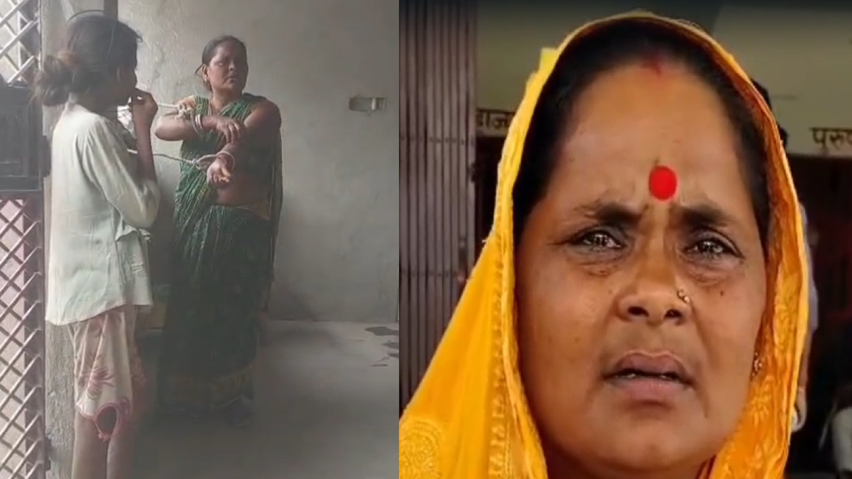 4 बेटियां और कोई बेटा नहीं, गांववालों ने महिला को बताया डायन, खंभे से बांधकर की पिटाई, थाने पहुंची पीड़िता-VIDEO