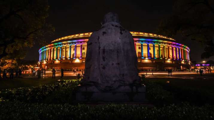 A view of illuminated Parliament