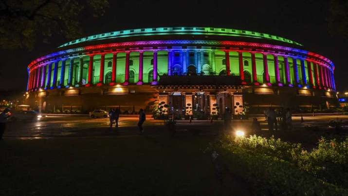 A view of illuminated Parliament