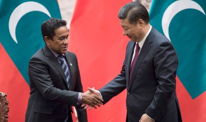 Abdulla Yameen and Xi Jinping | AP Photo Abdulla Yameen and Xi Jinping | AP Photo- Khabar IndiaTV