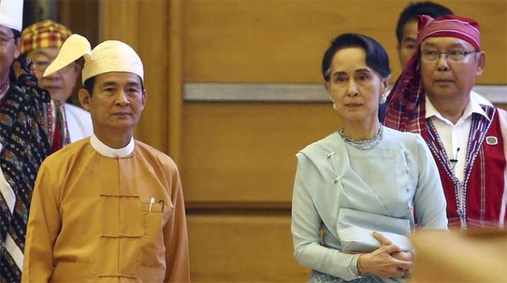 Myanmar's new President Win Myint with leader Aung San Suu Kyi | AP Photo Myanmar's new President Win Myint with leader Aung San Suu Kyi | AP Photo- India TV