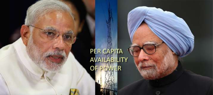 PM Modi's 3 years regime is better over 5 years of Manmohan Singh in per capita power availability PM Modi's 3 years regime is better over 5 years of Manmohan Singh in per capita power availability- India TV Paisa