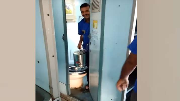 Toilet water being used for tea in Indian Railways trains, video goes viral Toilet water being used for tea in Indian Railways trains, video goes viral- India TV