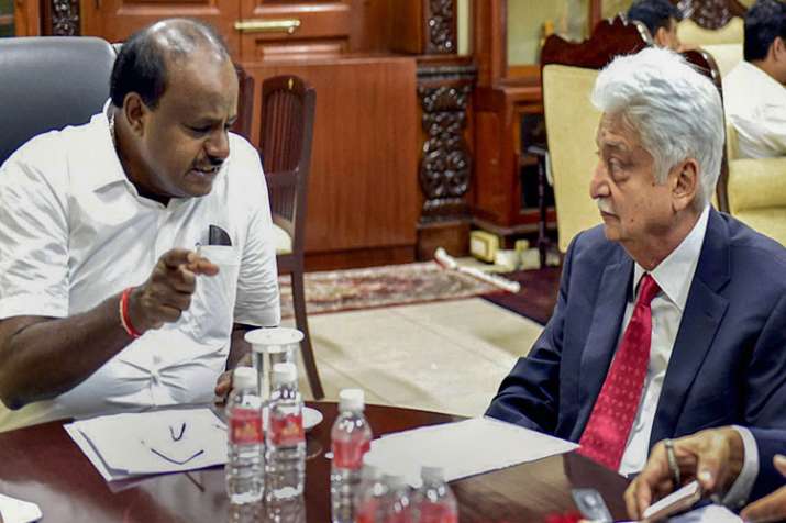 Karnataka cm H D Kumaraswamy and Azim Premji Karnataka cm H D Kumaraswamy and Azim Premji - India TV