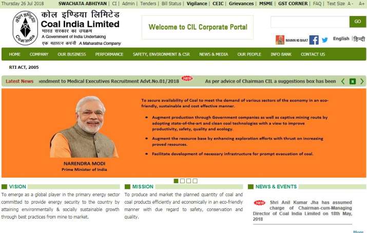 COAL INDIA LIMITED RECRUITMENT 2018 COAL INDIA LIMITED RECRUITMENT 2018- India TV
