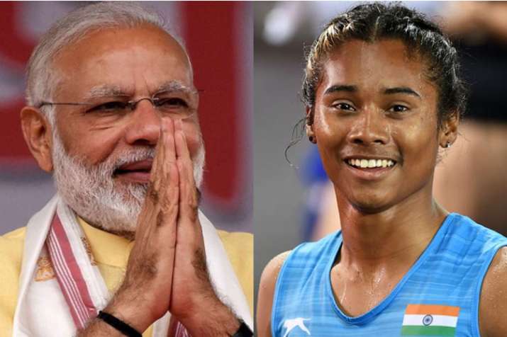 PM Narendra Modi is ‘extremely moved’ with this gesture of Hima Das | PTI PM Narendra Modi is ‘extremely moved’ with this gesture of Hima Das | PTI- India TV