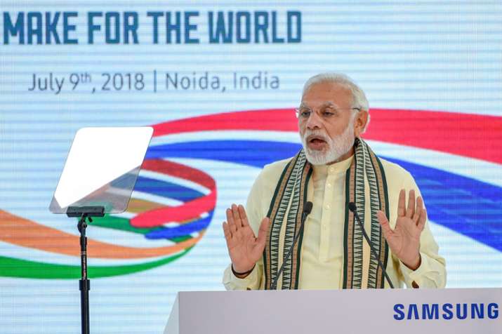 Modi addresses at the inauguration ceremony of Samsung... Modi addresses at the inauguration ceremony of Samsung...- India TV