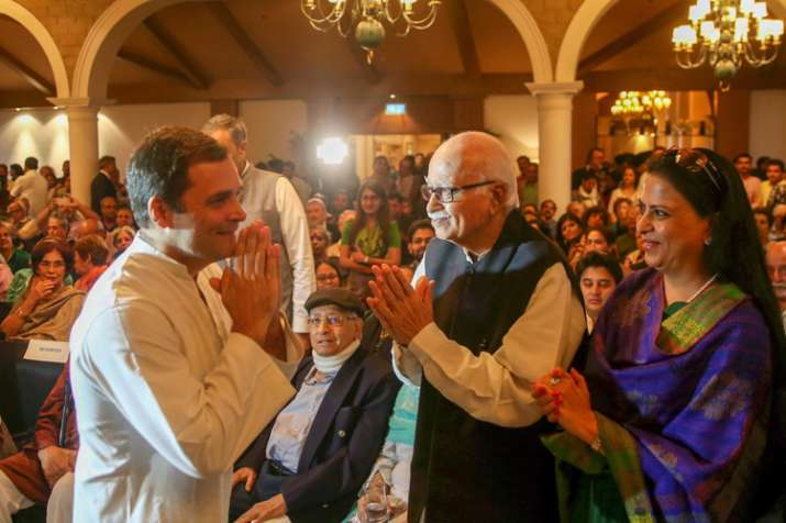 Senior BJP leader L K Advani greets Congress President... Senior BJP leader L K Advani greets Congress President...- India TV