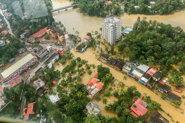 Flood affected areas of Chengannur seen from a Indian... Flood affected areas of Chengannur seen from a Indian...- India TV