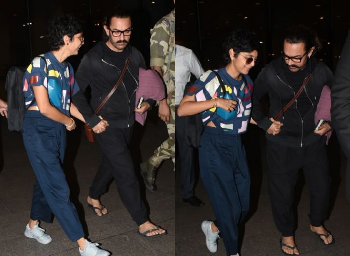 Kiran Rao slips at airport while walking hand-in-hand with Aamir Khan Kiran Rao slips at airport while walking hand-in-hand with Aamir Khan- India TV