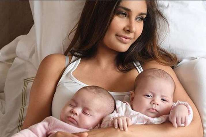 Lisa Ray with her twins Lisa Ray with her twins- India TV