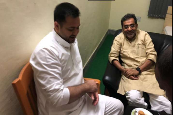 RLSP leader Upendra kushwaha meet rjd leader Tejaswi yadav RLSP leader Upendra kushwaha meet rjd leader Tejaswi yadav- India TV