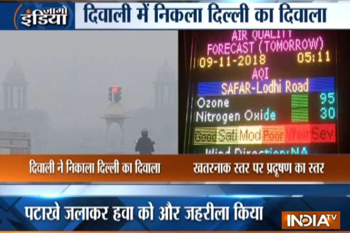 दिवाली के बाद दिल्ली में प्रदूषण का स्तर ‘बेहद खतरनाक’, ट्रकों के प्रवेश पर लगी पाबंदी दिवाली के बाद दिल्ली में प्रदूषण का स्तर ‘बेहद खतरनाक’, ट्रकों के प्रवेश पर लगी पाबंदी- India TV