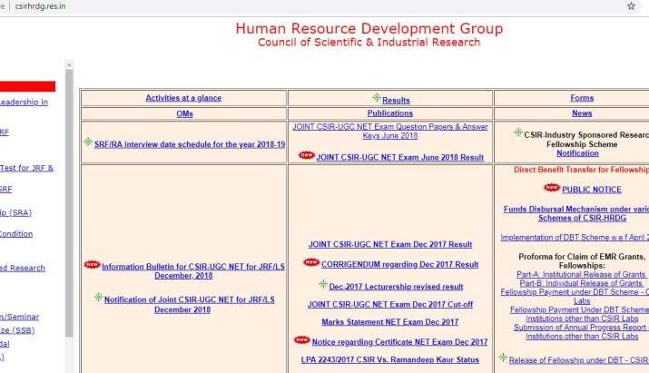 CSIR UGC Net June 2018 Result declared CSIR UGC Net June 2018 Result declared- India TV