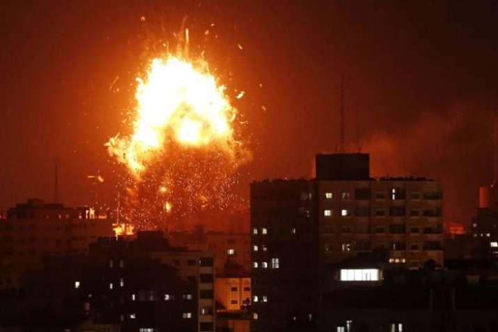 Israeli air strike destroys Hamas TV building in... Israeli air strike destroys Hamas TV building in...- India TV