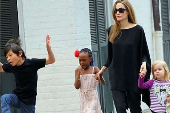 Angelina Jolie with her kids Angelina Jolie with her kids- India TV