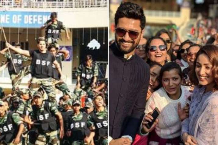 Varun Dhawan, Vicky Kaushak, Yami Gautam live performance at Attari Wagah Border, watch video Varun Dhawan, Vicky Kaushak, Yami Gautam live performance at Attari Wagah Border, watch video- India TV