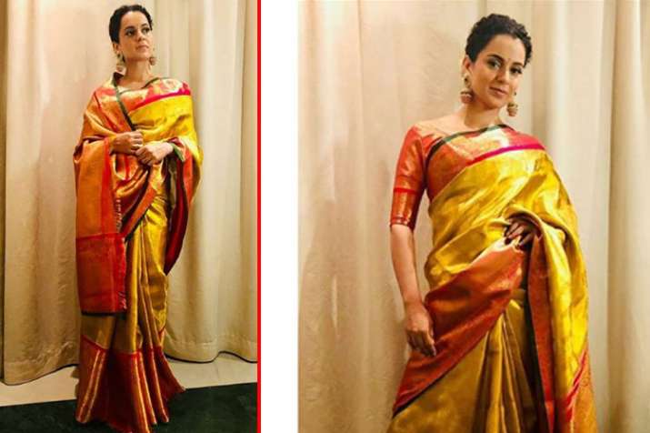 Kangana Ranaut manikarnika saree look Kangana Ranaut manikarnika saree look- India TV