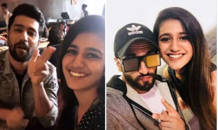 Priya Prakash Varrier selfie with Ranveer Singh and Vicky Kaushal went viral Priya Prakash Varrier selfie with Ranveer Singh and Vicky Kaushal went viral- India TV