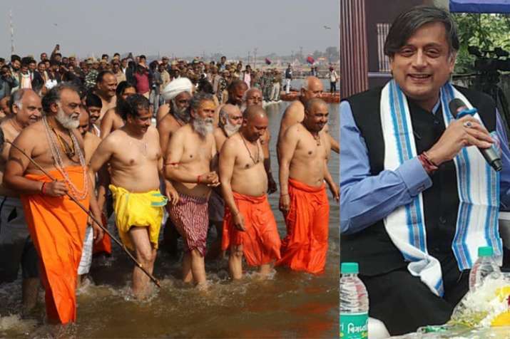 Shashi Tharoor Takes a jibe on Yogi Adityanath after Holi dip in Sangam Shashi Tharoor Takes a jibe on Yogi Adityanath after Holi dip in Sangam- India TV