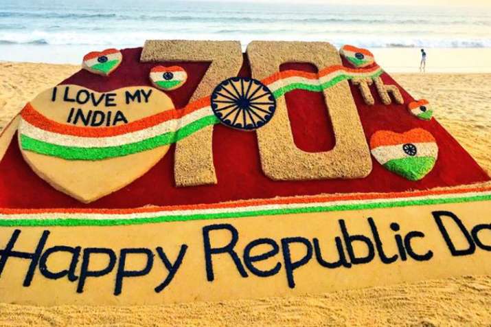 Sand artist Sudarsan Pattnaik celebrated 70th Republic Day Sand artist Sudarsan Pattnaik celebrated 70th Republic Day - India TV