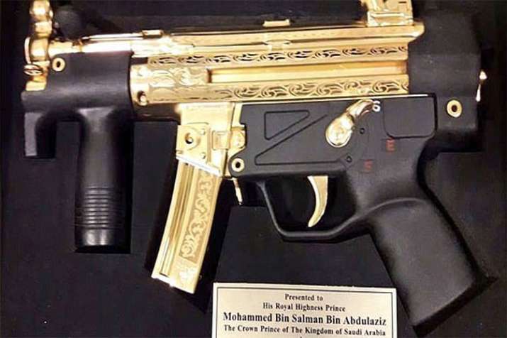 Saudi crown prince gifted golden submachine gun in Pakistan Saudi crown prince gifted golden submachine gun in Pakistan- India TV