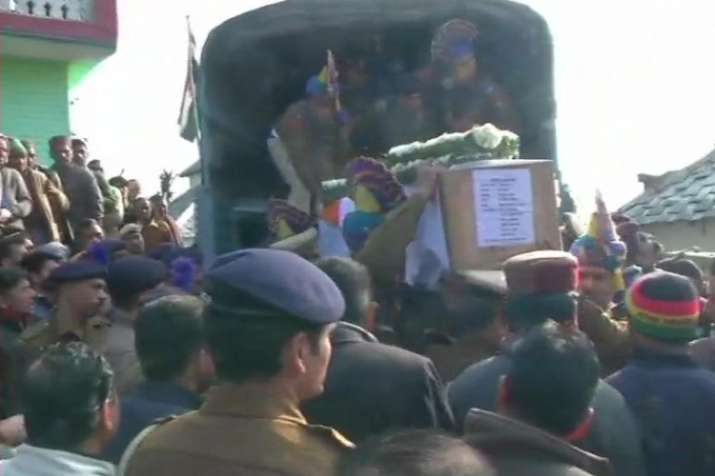 Himachal Pradesh: Last rites ceremony of CRPF Constable Tilak Raj in Kangra district Himachal Pradesh: Last rites ceremony of CRPF Constable Tilak Raj in Kangra district- India TV
