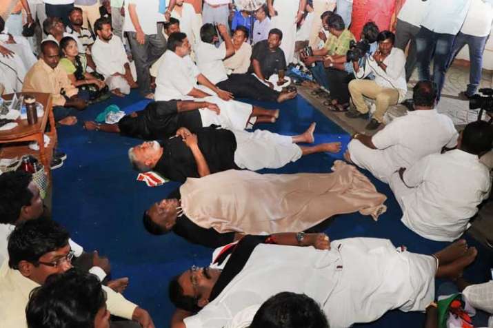 Puducherry Chief Minister V Narayanasamy with his... Puducherry Chief Minister V Narayanasamy with his...- India TV