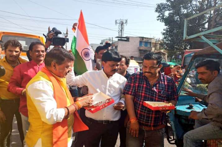 People happy after air attack at terrorist camp by... People happy after air attack at terrorist camp by...- India TV