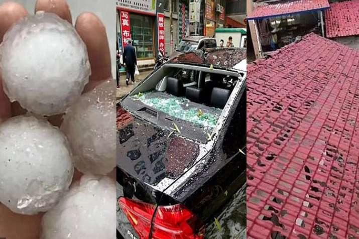 Huge hailstones hammered Chinese county Huge hailstones hammered Chinese county- India TV