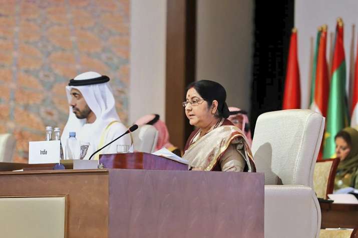 External Affairs Minister Sushma Swaraj addresses as... External Affairs Minister Sushma Swaraj addresses as...- India TV